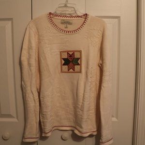 Cabela's Ladies cotton Appliqued Sweater M